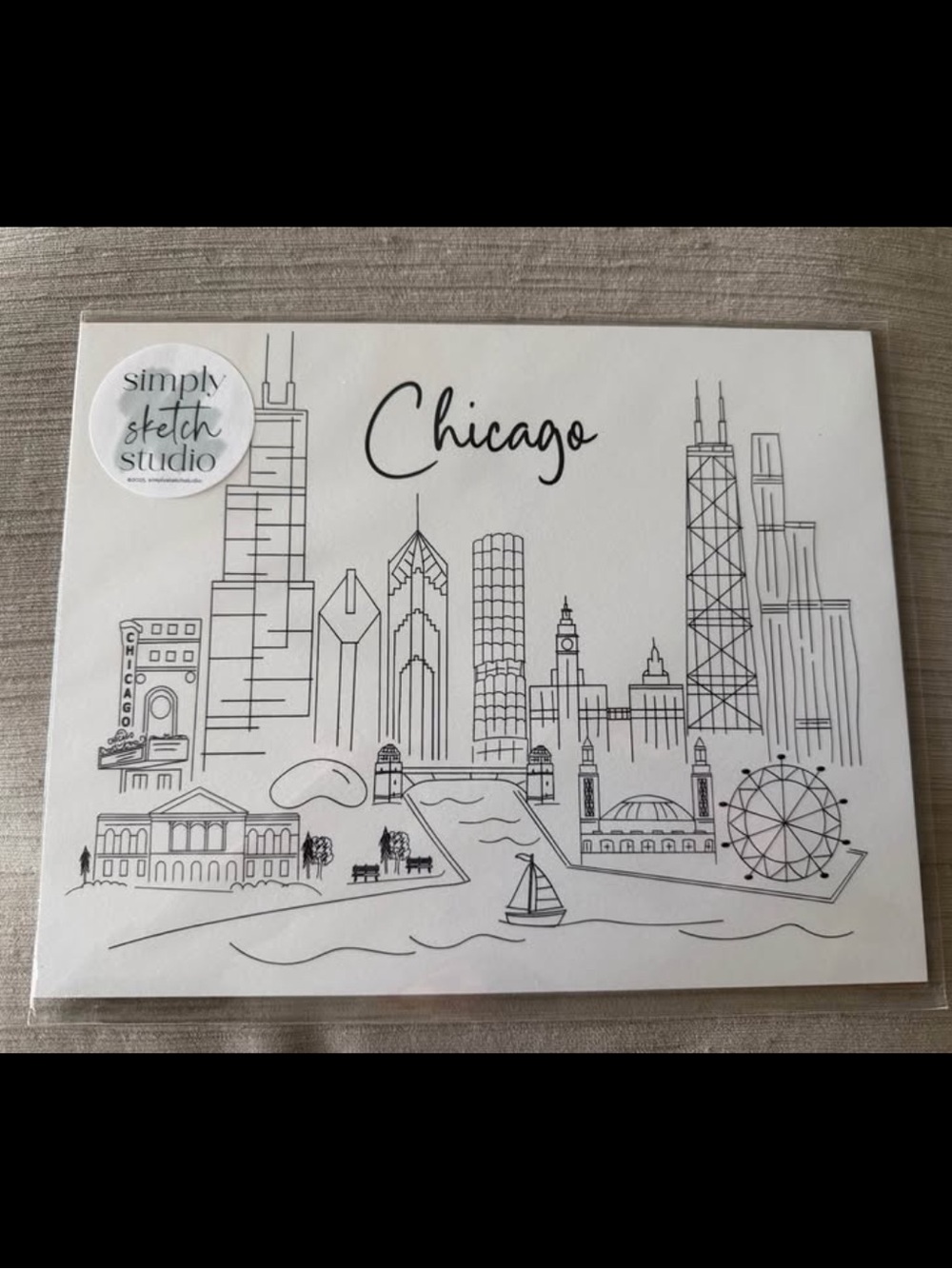 Chicago Skyline Sketch Print - Black & White
